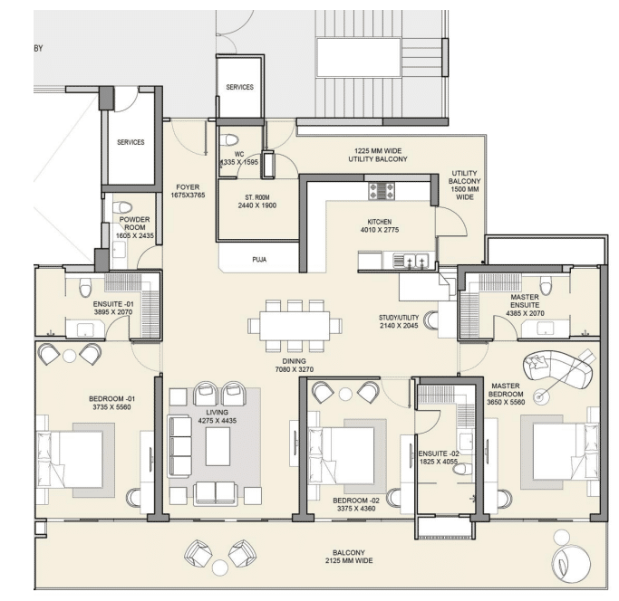 M3M the Cullinan 3 BHK