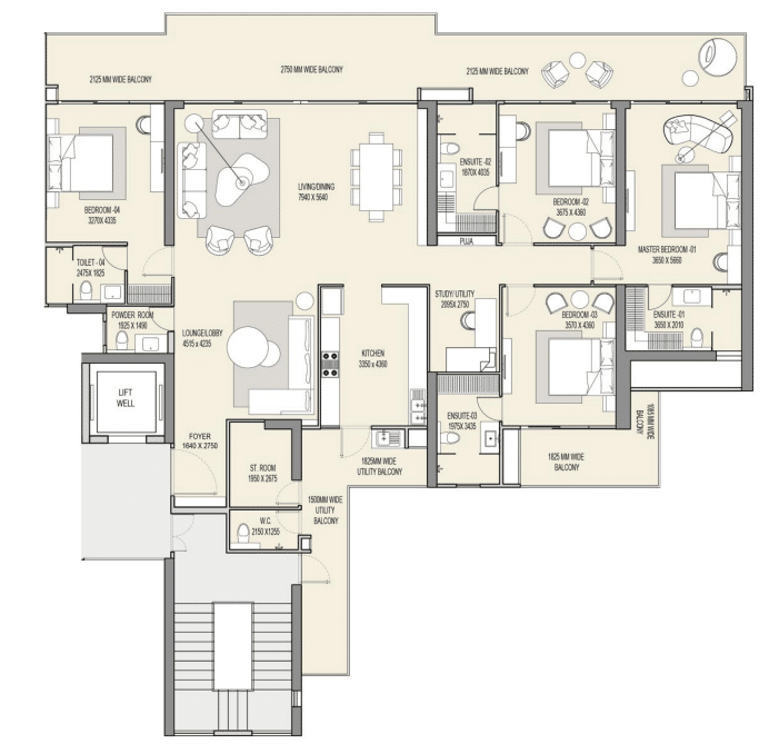 M3M The Cullinan 4 BHK Apartment