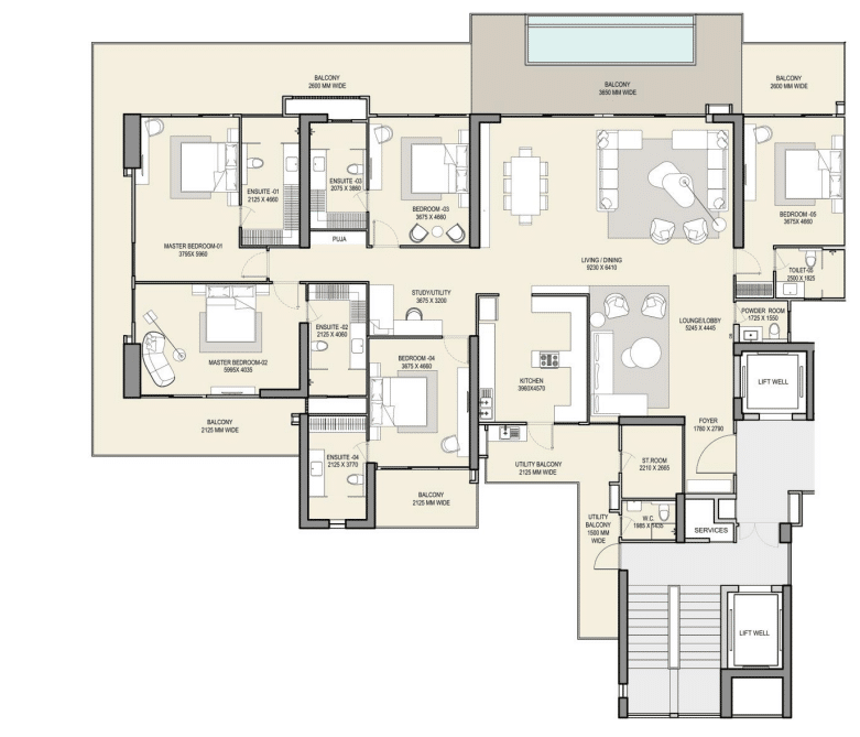 M3M The cullinan 5 BHK Apartment